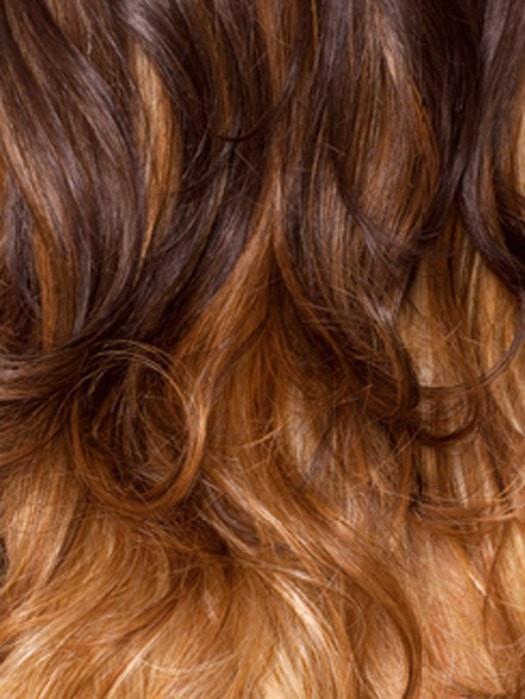 GM432 | Gradual Mix OMBRE color. Reddish Brown Top, Golden Auburn Middle, Golden Platinum Blonde Bottom.