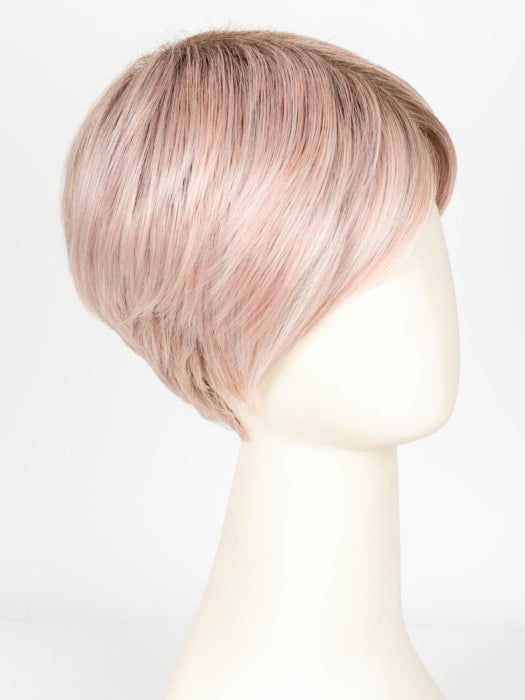 POLARIZING PINK |  Icy platinum blonde blended with soft rose and silver undertones. Medium ash brown roots add dimension and depth. 