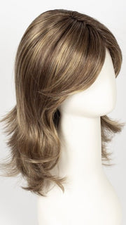 BERNSTEIN ROOTED | Light Brown Base with Subtle Light Honey Blonde and Light Butterscotch Blonde Highlights and Dark Roots