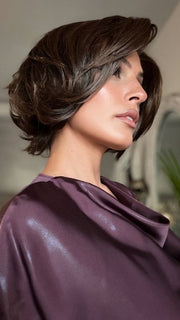 Roxie wearing STAND OUT STYLE by GABOR in GF6-30 COPPER MAHOGANY | Medium Brown Evenly Blended with Medium Auburn