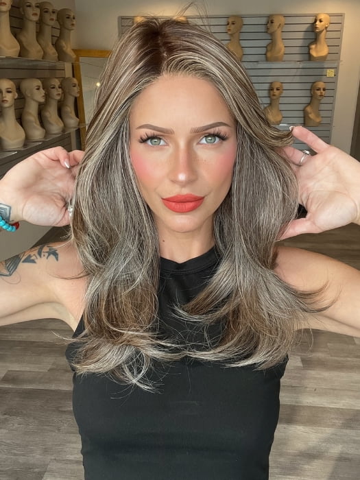 Madeline wearing BEVERLY HILLS by BELLETRESS in BUTTERED TOAST R | A mix of Blonde and Brown tones