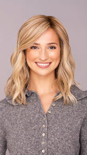 AVA wearing WAVY DAY by RAQUEL WELCH in RL16/21SS SHADED SAND | Light Blonde shaded with Medium Brown