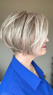 Mel B. @mels.be.ageless wearing IGNITE LARGE by JON RENAU in color 56F51 OYSTER | Light Grey with 20% Medium Brown Front, graduating to Grey with 30% Medium Brown Nape