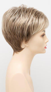 Color Sparkling-Champagne: Medium brown at roots-overall strawberry blonde highlighted with soft golden blonde