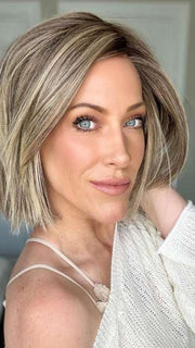 Kristyna Moore @kristynamoore wearing LIA II by ELLEN WILLE in color SAND MULTI ROOTED 14.24.12 | Medium Ash Blonde, Lightest Ash Blonde, and Lightest Brown Blend with Dark Shaded Roots