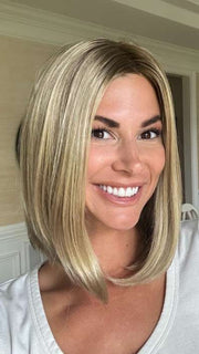 Katy C. @thewigeducator wearing CLEMENTINE by JON RENAU in color 12FS12 MALIBU BLONDE | Light Gold Brown, Light Natural Gold Blonde, Pale Natural Gold-Blonde Blend, Shaded with Light Gold Brown