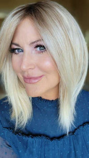 Natalie Gray @vanish.into.thin.hair wearing NUANCE by ELLEN WILLE in color CHAMPAGNE ROOTED 22.16.26 | Light Neutral Blonde and Medium Blonde with Light Golden Blonde Blend and Shaded Roots