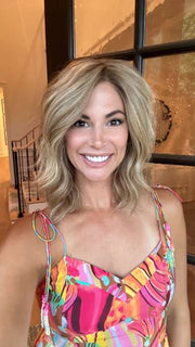 Katy C. @thewigeducator wearing CARRIE LITE PETITE by JON RENAU in color 12FS12 MALIBU BLONDE | LIght Gold Brown, Light Natural Gold Blonde, Pale Natural Gold-Blonde Blend, Shaded with Light Gold Brown | heat styled with curls
