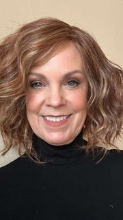 Susan Sparks @sparkles_intheworld wearing Beaming Beauty by GABOR in color GF31-29 FIERY COPPER | Medium Light Auburn Evenly Blended with Ginger Blonde
