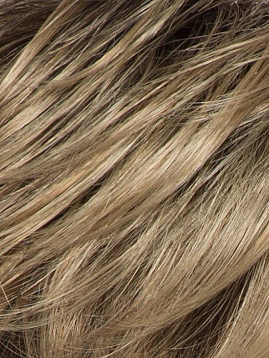 CARAMEL-ROOTED | Medium Honey Blonde, Dark Ash Blonde, and Medium Golden Blonde blend and Dark Brown Roots