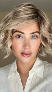 Steph @wigswithsteph wearing DANCE by ELLEN WILLE in color CANDY BLONDE TIPPED 101.27.60 | Pearl platinum blonde mixed with light reddish brown and pure white
