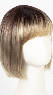 CREAMY-TOFFEE-R | Dark roots with light platinum blonde and light honey blonde