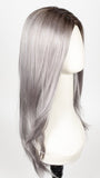 SMOKY-GRAY-R | Medium gray with silver highlights and blue undertones with dark roots