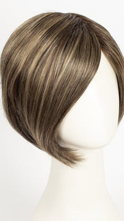 CHOCOLATE-FROST-R | Dark Brown Base with Honey Blonde and Platinum Highlights with Dark Brown Roots