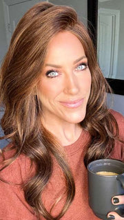 Kristyna @kristynamoore wearing STATEMENT STYLE by RAQUEL WELCH in color RL32/31 CINNABAR | Medium Dark Auburn Evenly Blended with Medium Light Auburn