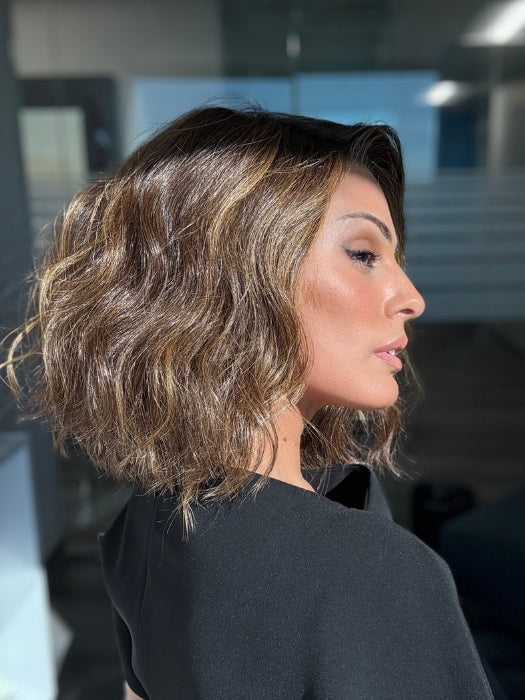 ROXIE wearing NYX by RENE OF PARIS in MARBLE-BROWN-R | Medium Brown Evenly Blended with Light Honey Brown With Dark Roots