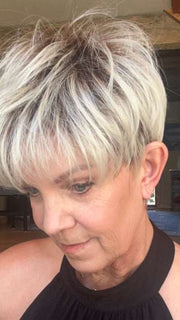 Susan @an_affair_with_hair wearing ELAN by ELLEN WILLE in color LIGHT-CHAMPAGNE-ROOTED 101.15.12 | Lightest Pale Blonde, Lightest Ash Blonde, and Light Golden Blonde with Dark Shaded Roots 