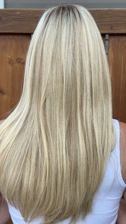 Steph B. @wigswithsteph wearing BLAKE by JON RENAU in color FS17/101S18 PALM SPRINGS BLONDE | Light Ash Blonde with Pure White Natural Violet Bold Highlights, Shaded with Dark Natural Ash Blonde
