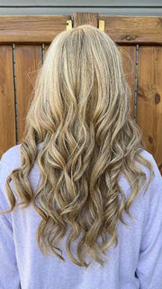 Steph B. @wigswithsteph wearing DARRA by AMORE in color FROST | Contrasting highlights of cool blond and natural brown
