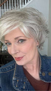 Mel B. @mels.be.ageless wearing RELAX by ELLEN WILLE in color SNOW MIX 60.56.58 | Pearl White, Lightest Blonde, and Black/Dark Brown with Grey Blend
