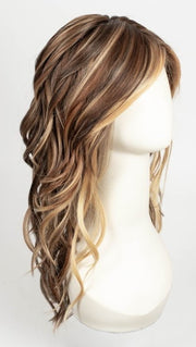 EL17/23/R8 | Pale Auburn Beige Blonde Blend, Rooted Medium Brown, Highlighted Light Blonde with face framing highlights