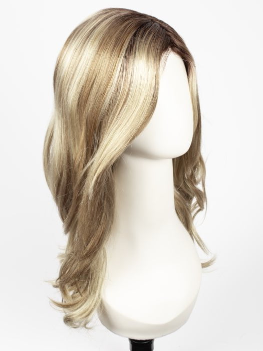 CREAMY-TOFFEE-LR | Longer Rooted Dark with Light Platinum Blonde and Light Honey Blonde