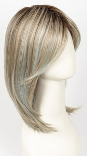 PASTEL-MINT-SHADED | Medium Ash Blonde, Medium Golden Blonde, and Pastel Mint blend with dark shaded roots