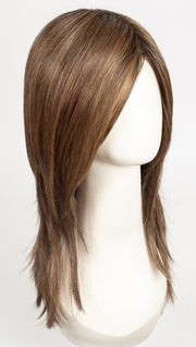 CHOCOLATE-ROOTED 830.27.6 | Medium and Dark Brown with Light Auburn and Dark Strawberry Blonde Blend with Shaded Roots