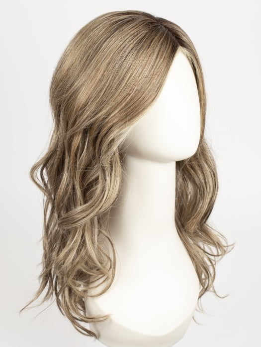 GF12-22SS SHADED CAPPUCCINO | Light Golden Brown Evenly Blended with Cool Platinum Blonde Highlights with Dark Roots
