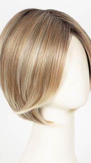 10/27/88/R6 ALMOND CREAM | Dark roots transition into a beautiful blend of light brown, pale auburn, and platinum tones.