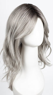 CHROME | Medium Grey with Platinum Tips, Dark Brown Roots