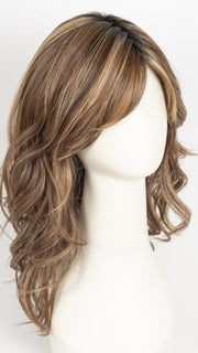 MOCHA WITH CREAM | Light Ash Brown with Caramel Brown and Medium Honey Blonde, Dark Brown Roots