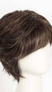 COFFEE-LATTE-R | Rooted Dark Brown with Dark Brown & Honey Brown evenly blended highlights