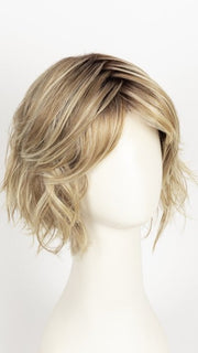 CREAMY-TOFFEE-R | Light Platinum Blonde and Light Honey Blonde evenly blended with Dark Roots