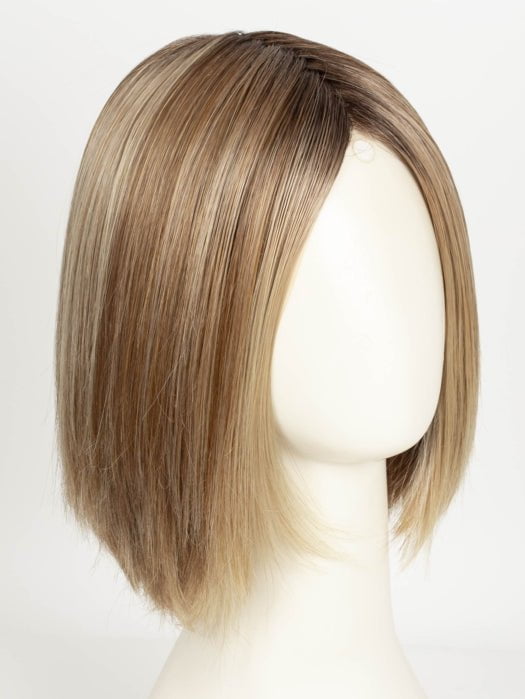 EL12/22/8 | Light Golden Brown Evenly Blended with Platinum Blonde Highlights with Medium Brown Roots