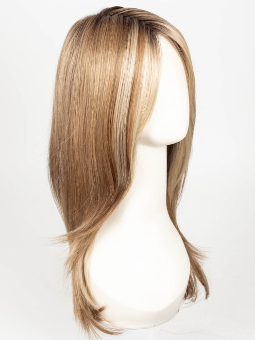 EL12/22/8 | Light Golden Brown Evenly Blended with Platinum Blonde Highlights with Medium Brown Roots
