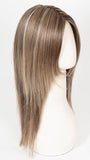 BROWN SUGAR BLONDE-R | A warm, dimensional blend of medium brown and golden blonde highlights with natural-looking darker roots for depth and a sun-kissed finish.