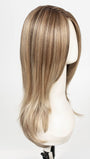 BROWN SUGAR BLONDE-R | A warm, dimensional blend of medium brown and golden blonde highlights with natural-looking darker roots for depth and a sun-kissed finish.