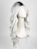 Model is wearing ETHEREAL ICE | Natural dark roots melt into an icy white shade for a beautiful contrast. 