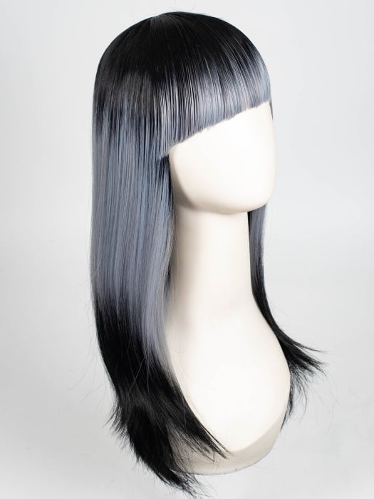 Model is wearing MIDNIGHT MOONLIGHT | Deep roots fade into a luminous silver-grey with inky dip-dyed ends.