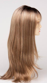 SPARKLING-CHAMPAGNE | Medium Brown roots with overall Strawberry Blonde base and soft Golden Blonde highlights