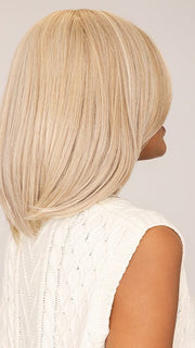 Sophia wearing RIVER by RENE OF PARIS in CREAMY-BLOND | Platinum and Light Gold Blonde evenly blended