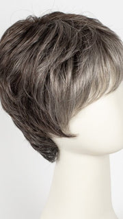 SALT PEPPER ROOTED | Light Natural Brown with 75% Gray, Medium Brown with 70% Gray and Pure White Blend with Brown Roots