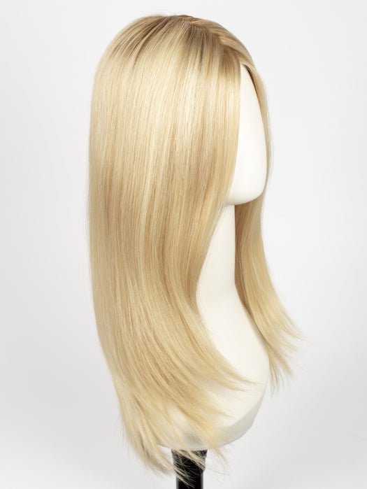 Color Champagne/Rooted = Light Ash Blonde, Medium Golden Blonde and Medium Honey Blonde blend and Dark Roots