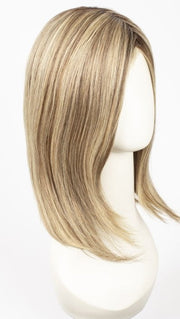 24BT18S8 SHADED MOCHA | Medium Natural Ash Blonde and Light Natural Gold Blonde Blend with Light Natural Gold Blonde tips, Shaded with Medium Brown