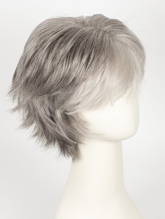 SILVER-STONE | Silver Medium Brown blend that transitions to more Silver then Medium Brown then to Silver Bangs