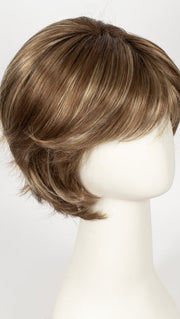 MAPLE-SUGAR-R | Light-Medium Brown Base with Warm Medium Blonde Highlights and Dark Brown Roots