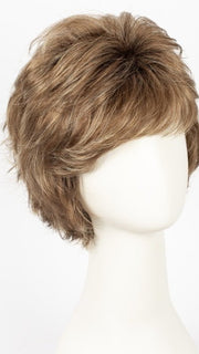 MAPLE-SUGAR-R | Light-Medium Brown Base with Warm Medium Blonde Highlights and Dark Brown Roots