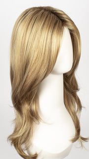 BUTTER PECAN-R | Rooted Dark with a Light Golden Blonde base with Brown and Medium Auburn evenly blended lowlights