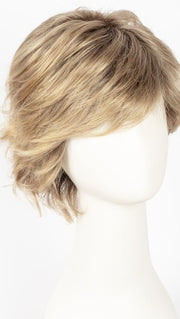 R24/18BTRT8 | Light ash brown blended and tipped with medium gold blonde highlights with medium gold brown roots.
